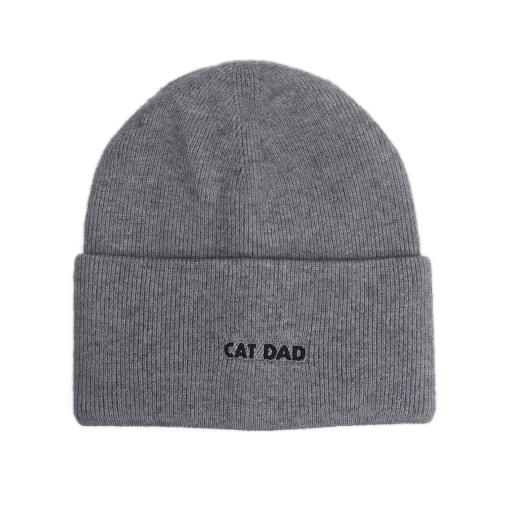 1488 Cat Mom Cat Dad Love Faux Fur Pompom Knit Beanie Cat Dad Embroidery
